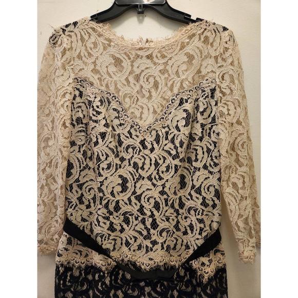 Tadashi Shoji beige and black lace dress 12 - Picture 2 of 6